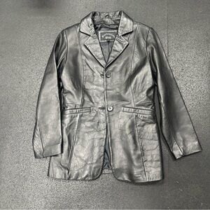 Fourteen ZERO BLACK Leather Blazer Jacket Size S (fit a medium better)